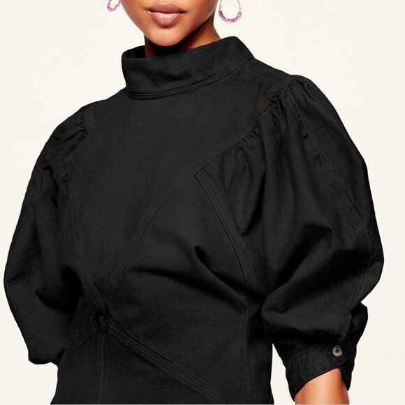 ISABEL MARANT ETOILE Size 34 (US XS) NWT Laure Robe Dress Faded Black Denim Gray - Picture 2 of 16